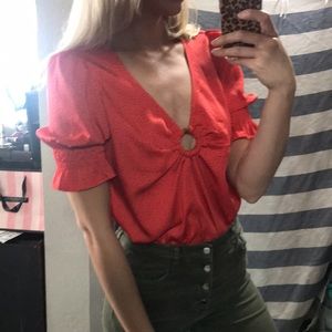 Polka dot bamboo ring top